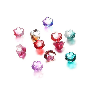 10/30 τμχ ντεγκραντέ Φωτιστικό λουλουδιών Χάντρες Bellflower Glass Spacer Beads Caps for DIY Charms Βραχιόλια Κοσμήματα Δημιουργία ευρημάτων