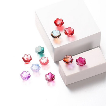 10/30 τμχ ντεγκραντέ Φωτιστικό λουλουδιών Χάντρες Bellflower Glass Spacer Beads Caps for DIY Charms Βραχιόλια Κοσμήματα Δημιουργία ευρημάτων
