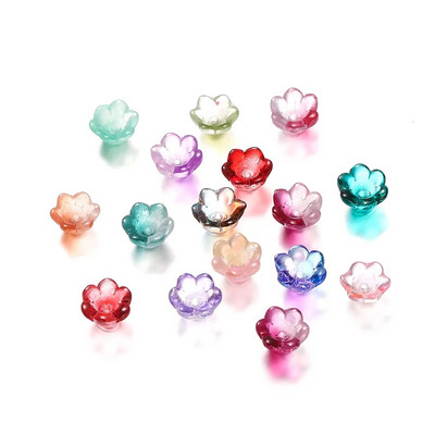 10/30pcs Gradient Flower Lampwork Beads Bellflower Glass Spacer Beads Caps for DIY Charms Bracelets Jewelry Making Findings