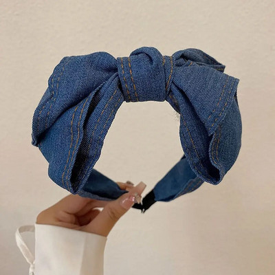 Butterfly knot matu gumija, augstas klases džinsa franču matu aksesuāri temperamenta matu gumija sievietēm