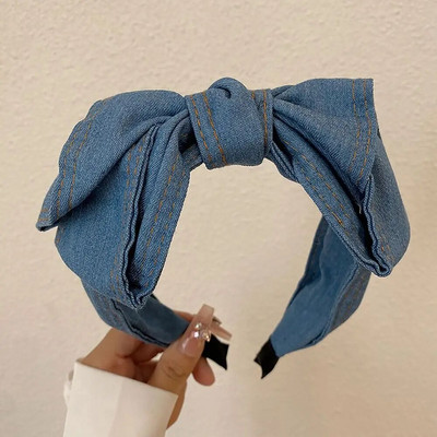 Butterfly knot matu gumija, augstas klases džinsa franču matu aksesuāri temperamenta matu gumija sievietēm