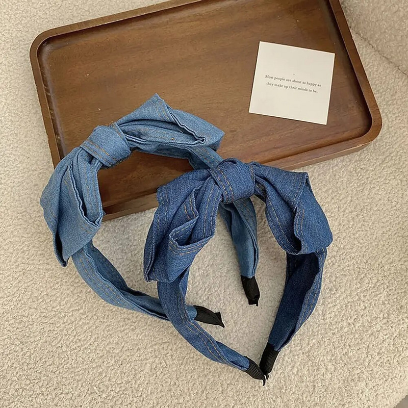 Butterfly knot matu gumija, augstas klases džinsa franču matu aksesuāri temperamenta matu gumija sievietēm