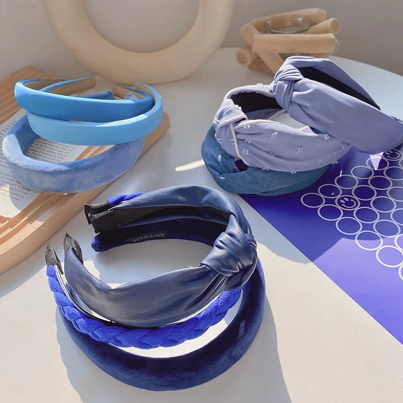 CC zilas matu lentes Sieviešu matu aksesuāri Moderna galvassega Vienkārša dizaina matu apģērbi Dažādi galvassegas Izsmalcinātas galvas lentes Dāvana F476