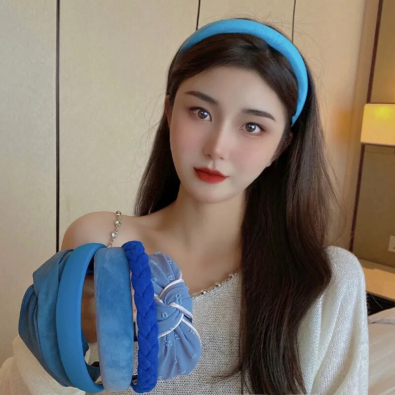 CC zilas matu lentes Sieviešu matu aksesuāri Moderna galvassega Vienkārša dizaina matu apģērbi Dažādi galvassegas Izsmalcinātas galvas lentes Dāvana F476