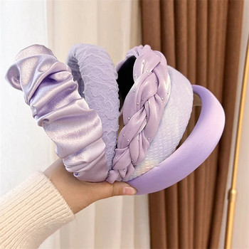Κορέα Ins Purple Headband Γυναικεία Μόδα Μονόχρωμη Φαρδιά Κεφαλόδεσμος Κορίτσια Χαριτωμένα γλυκά Hairbands Γυναικεία αξεσουάρ μαλλιών