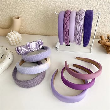 Κορέα Ins Purple Headband Γυναικεία Μόδα Μονόχρωμη Φαρδιά Κεφαλόδεσμος Κορίτσια Χαριτωμένα γλυκά Hairbands Γυναικεία αξεσουάρ μαλλιών