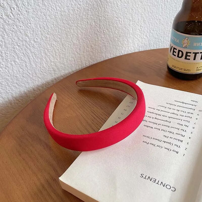 Nova vintage crvena ženska traka za glavu Vunena baršunasta traka za kosu Pokrivalo za kosu Obruč za kosu od spužve za djevojku sa strane Božićni dodaci za kosu