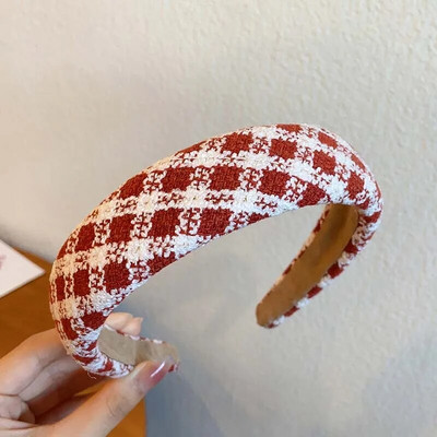 Nova vintage crvena ženska traka za glavu Vunena baršunasta traka za kosu Pokrivalo za kosu Obruč za kosu od spužve za djevojku sa strane Božićni dodaci za kosu