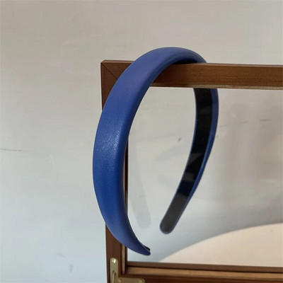 Klein zilas galvassegas Meža zaļa āda sarža matu lentes sievietēm Matu aksesuāri Meiteņu modes ikdienas galvassegas