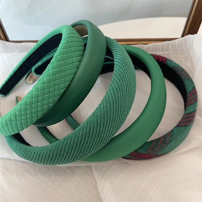 Klein zilas galvassegas Meža zaļa āda sarža matu lentes sievietēm Matu aksesuāri Meiteņu modes ikdienas galvassegas