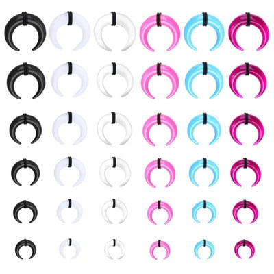 Drperfect 14G-4G Septum Pincher Tapers Septum Rings Acrylic Spike Horseshoe Tunnels Nose Ear Cartilage Stretching for Women Men