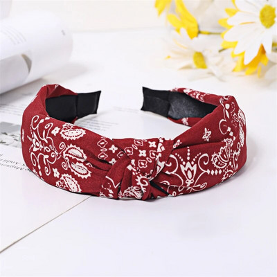 Korejas Bohēmijas Retro galvas lentes Sieviešu kokvilnas materiāls sarkani balti punkti ar platām malām mezgloti galvas sprādzes matu aksesuāri