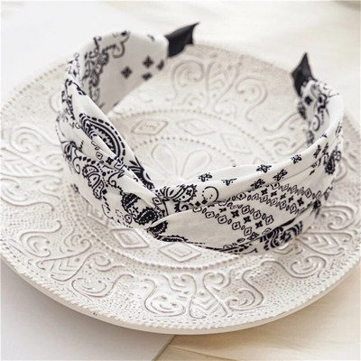 Korejas Bohēmijas Retro galvas lentes Sieviešu kokvilnas materiāls sarkani balti punkti ar platām malām mezgloti galvas sprādzes matu aksesuāri