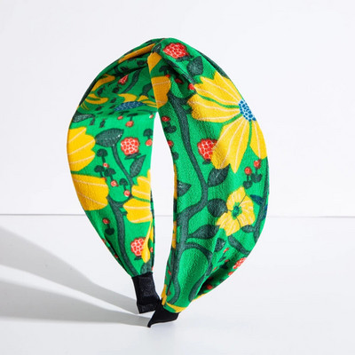 Μοντέρνα και απλή στριφτή κορδέλα μαλλιών, κεφαλόδεσμος από φρέσκο και εμπριμέ ύφασμα, αξεσουάρ μαλλιών με φαρδιά άκρη