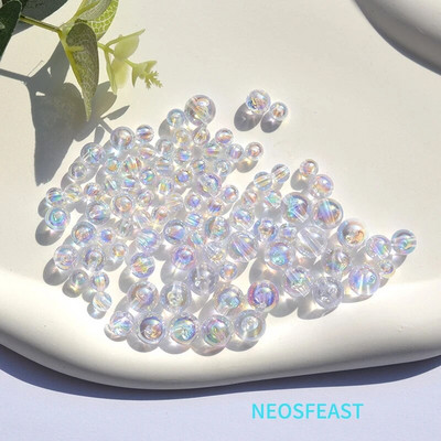 Višebojne prozirne okrugle akrilne perle 6/8/10 mm labave perle odstojnik Odjel za izradu narukvica DIY pribor za nakit