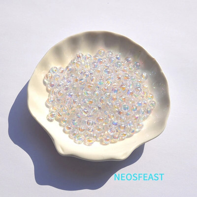 Πολύχρωμες διαφανείς στρογγυλές ακρυλικές χάντρες 6/8/10mm Loose Beads Spacer Bracelet Making Department Αξεσουάρ κοσμημάτων DIY