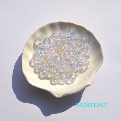 Πολύχρωμες διαφανείς στρογγυλές ακρυλικές χάντρες 6/8/10mm Loose Beads Spacer Bracelet Making Department Αξεσουάρ κοσμημάτων DIY