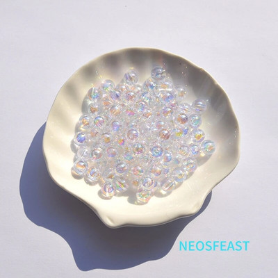 Πολύχρωμες διαφανείς στρογγυλές ακρυλικές χάντρες 6/8/10mm Loose Beads Spacer Bracelet Making Department Αξεσουάρ κοσμημάτων DIY