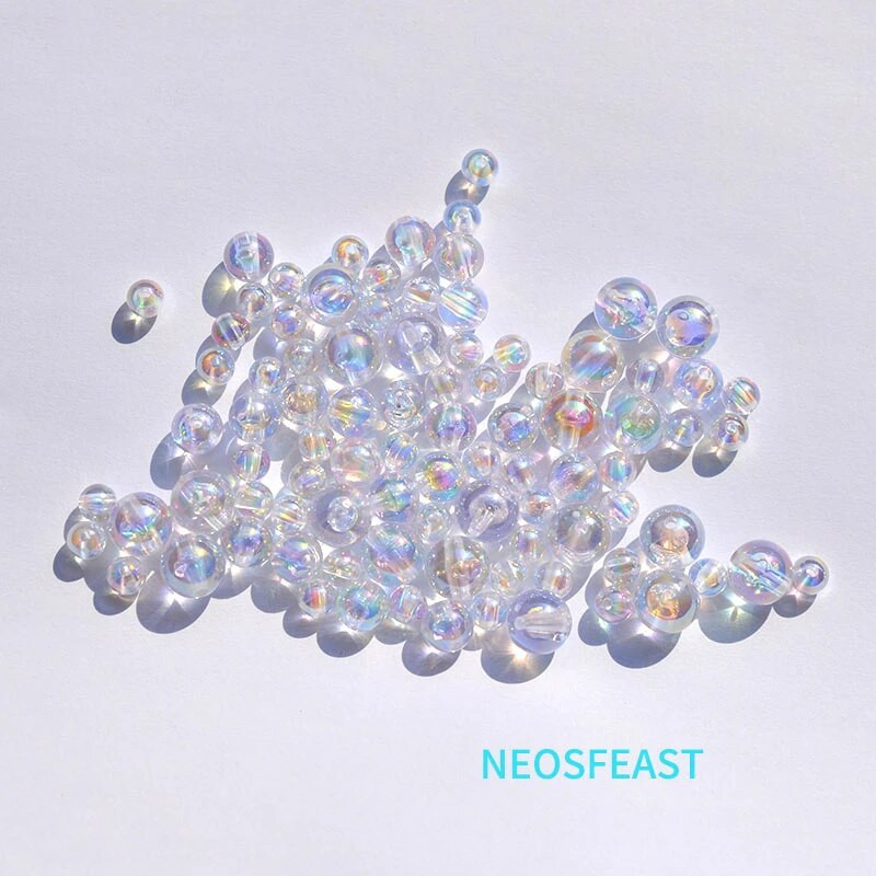 Πολύχρωμες διαφανείς στρογγυλές ακρυλικές χάντρες 6/8/10mm Loose Beads Spacer Bracelet Making Department Αξεσουάρ κοσμημάτων DIY