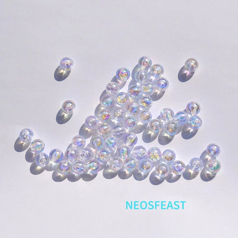 Πολύχρωμες διαφανείς στρογγυλές ακρυλικές χάντρες 6/8/10mm Loose Beads Spacer Bracelet Making Department Αξεσουάρ κοσμημάτων DIY
