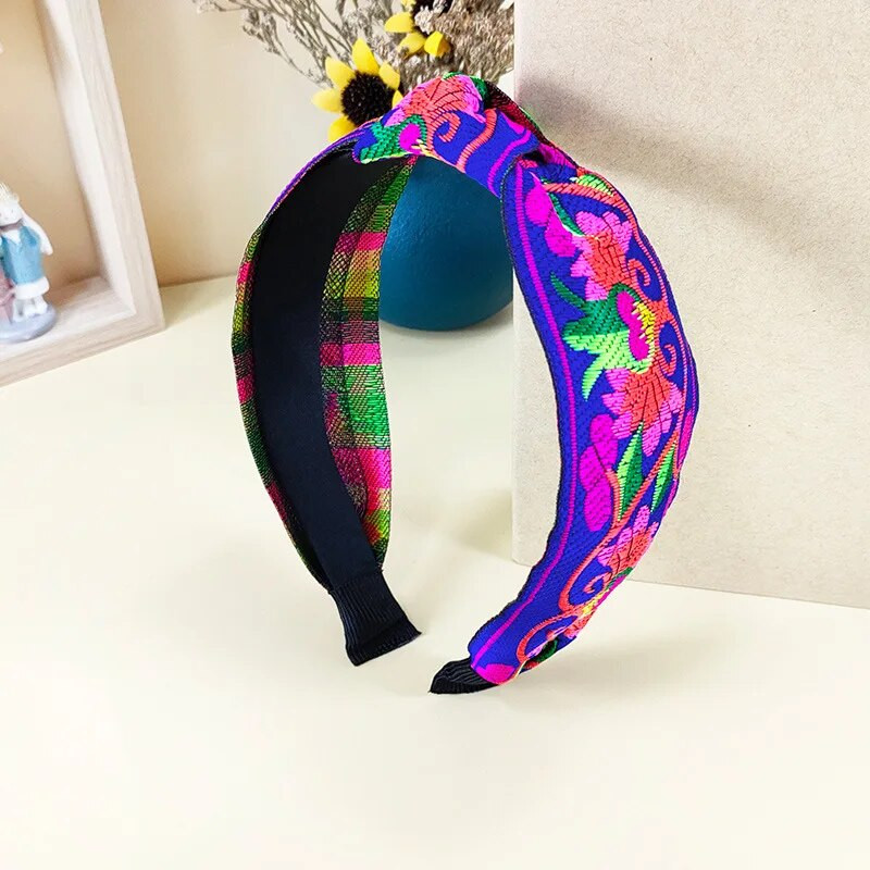 Skaista Boho izšūšanas lentes galvas saite Bohēmiska etniskā stila matu stīpa sievietēm, meiteņu iepirkšanās ballītes galvas apģērbi