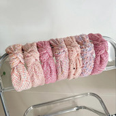 Rozā vilnas režģa mezgla matu lente galvas saite pieaugušajiem matu aksesuāri Hair Jewley