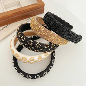 Tricotat boemă Mărgele de aur Floare Handmade Nod Bentiță pentru cap Accesorii pentru păr pentru adulți Jewley pentru păr