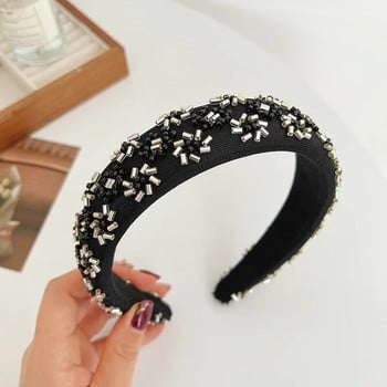 Χρυσές χάντρες Bohemian Knitting Flower Handmade Knot Hairband Headband Αξεσουάρ μαλλιών για ενήλικες Hair Jewley