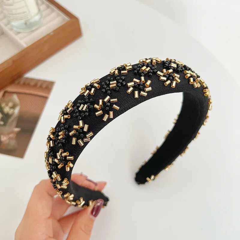 Tricotat boemă Mărgele de aur Floare Handmade Nod Bentiță pentru cap Accesorii pentru păr pentru adulți Jewley pentru păr