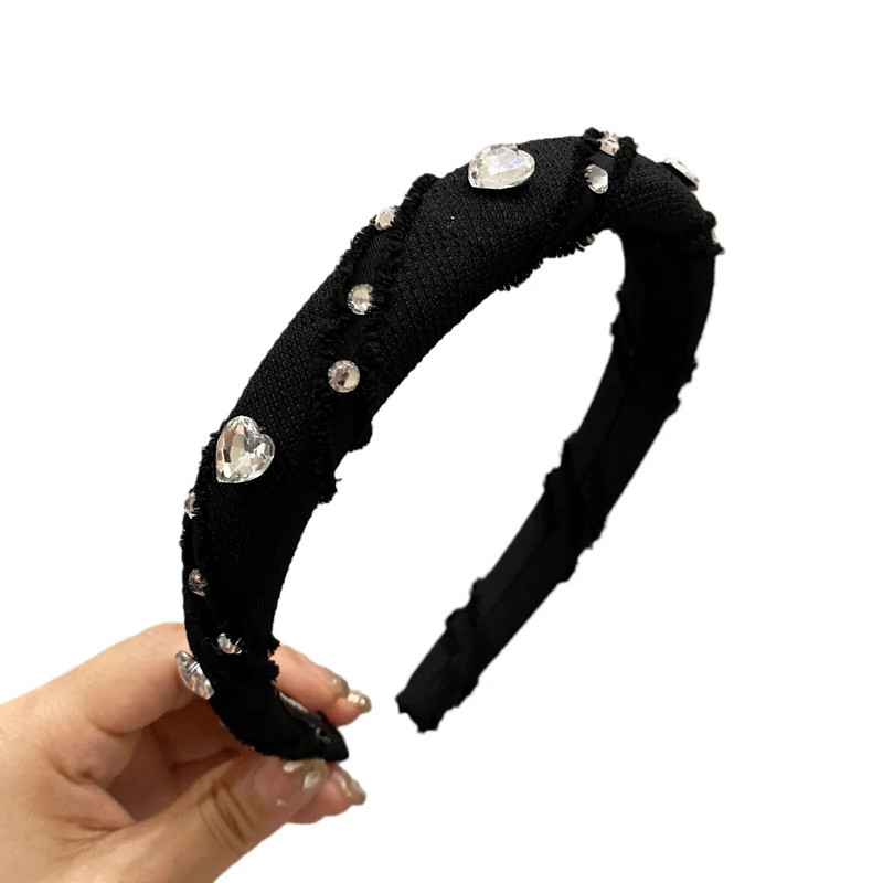 Κομψή δαντέλα με διαμάντι γυναικείες κορδέλες για τα μαλλιά Κορδέλες κεφαλής γάμου Ρομαντικό δίχτυ νήματα σε σχήμα καρδιάς Αξεσουάρ μαλλιών από στρας Κρίκοι μαλλιών