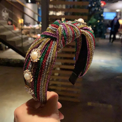 Νέες γυναικείες λωρίδες σταυρού κόμπων πλεξούδα Twist κεφαλόδεσμος για ενήλικες Άνοιξη φθινόπωρο γυαλιστερό χρώμα Αξεσουάρ για μαλλιά τουρμπάνι