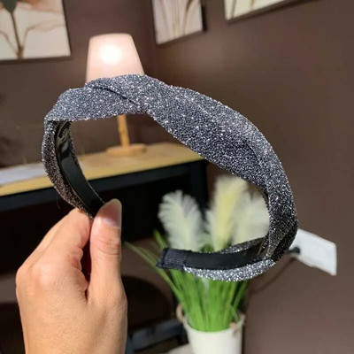 Νέες γυναικείες λωρίδες σταυρού κόμπων πλεξούδα Twist κεφαλόδεσμος για ενήλικες Άνοιξη φθινόπωρο γυαλιστερό χρώμα Αξεσουάρ για μαλλιά τουρμπάνι