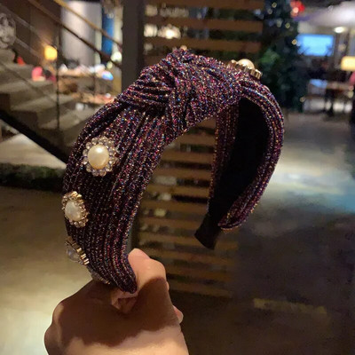 Νέες γυναικείες λωρίδες σταυρού κόμπων πλεξούδα Twist κεφαλόδεσμος για ενήλικες Άνοιξη φθινόπωρο γυαλιστερό χρώμα Αξεσουάρ για μαλλιά τουρμπάνι