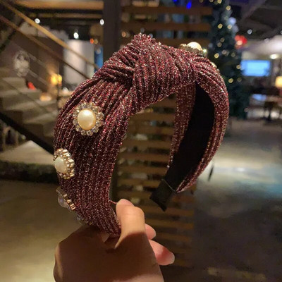 Νέες γυναικείες λωρίδες σταυρού κόμπων πλεξούδα Twist κεφαλόδεσμος για ενήλικες Άνοιξη φθινόπωρο γυαλιστερό χρώμα Αξεσουάρ για μαλλιά τουρμπάνι