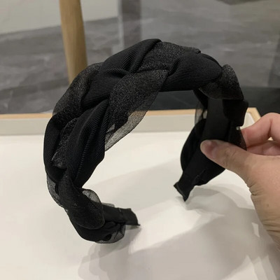 Νέες γυναικείες λωρίδες σταυρού κόμπων πλεξούδα Twist κεφαλόδεσμος για ενήλικες Άνοιξη φθινόπωρο γυαλιστερό χρώμα Αξεσουάρ για μαλλιά τουρμπάνι