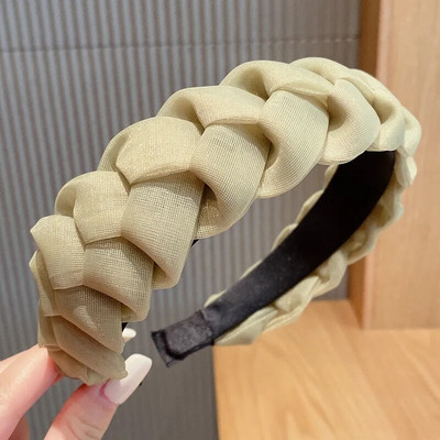 Νέες γυναικείες λωρίδες σταυρού κόμπων πλεξούδα Twist κεφαλόδεσμος για ενήλικες Άνοιξη φθινόπωρο γυαλιστερό χρώμα Αξεσουάρ για μαλλιά τουρμπάνι