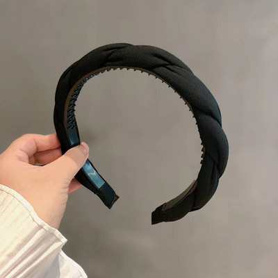 Νέες γυναικείες λωρίδες σταυρού κόμπων πλεξούδα Twist κεφαλόδεσμος για ενήλικες Άνοιξη φθινόπωρο γυαλιστερό χρώμα Αξεσουάρ για μαλλιά τουρμπάνι