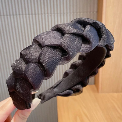 Νέες γυναικείες λωρίδες σταυρού κόμπων πλεξούδα Twist κεφαλόδεσμος για ενήλικες Άνοιξη φθινόπωρο γυαλιστερό χρώμα Αξεσουάρ για μαλλιά τουρμπάνι