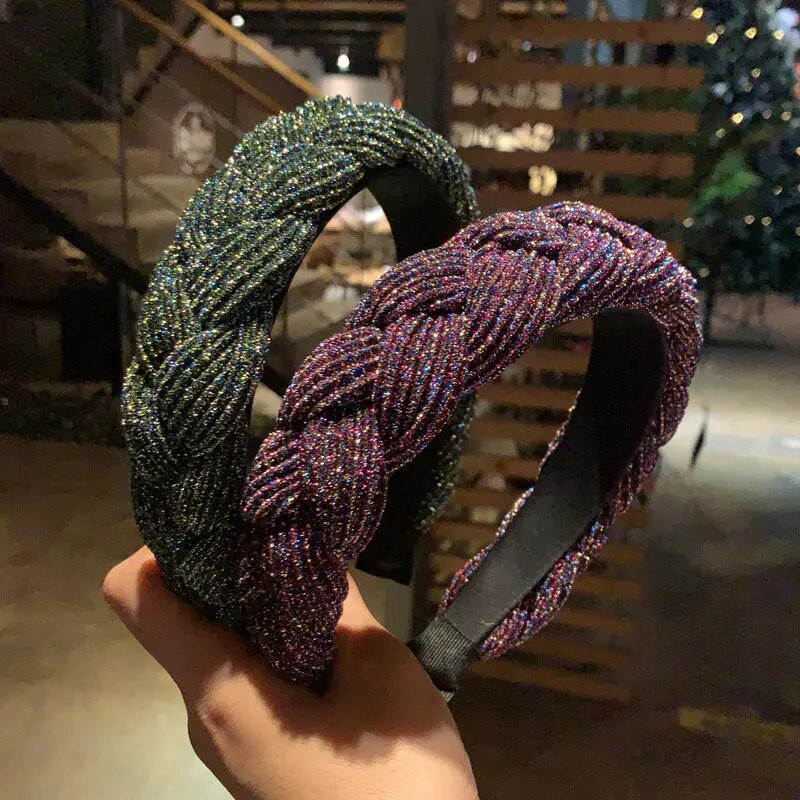 Νέες γυναικείες λωρίδες σταυρού κόμπων πλεξούδα Twist κεφαλόδεσμος για ενήλικες Άνοιξη φθινόπωρο γυαλιστερό χρώμα Αξεσουάρ για μαλλιά τουρμπάνι