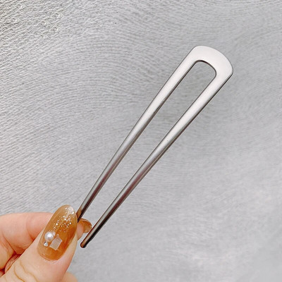 Μόδα αξεσουάρ μαλλιών Μεταλλικό ραβδί μαλλιών σε σχήμα U για γυναίκες Ασημένιο χρυσό χρώμα Κομψή φουρκέτα με σμάλτο κοχύλι Γυναικεία καλύμματα κεφαλής Δώρα