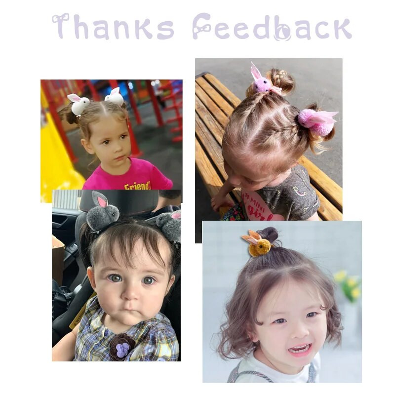 Korejiešu bērnu matu sprādzes Jauki trusis elastīgi mati gumijas lentes ziemas plīša zaķis matadatas Galvas lente meiteņu matu aksesuāri