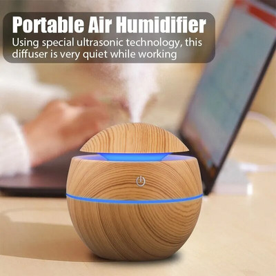 Home Wood Grain Air Humidifier Purifier Aroma Diffuser USB Ultrasonic Cool Mist Sprayer Essential Oil Fragrance