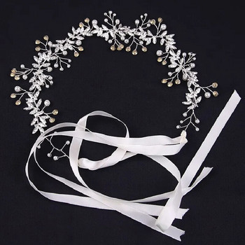 1 τμχ Επιχρυσωμένες γυναικείες κορδέλες μαλλιών Luxury Wind White Handmade Crystal Headdress Wedding Garland