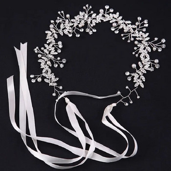 1 τμχ Επιχρυσωμένες γυναικείες κορδέλες μαλλιών Luxury Wind White Handmade Crystal Headdress Wedding Garland