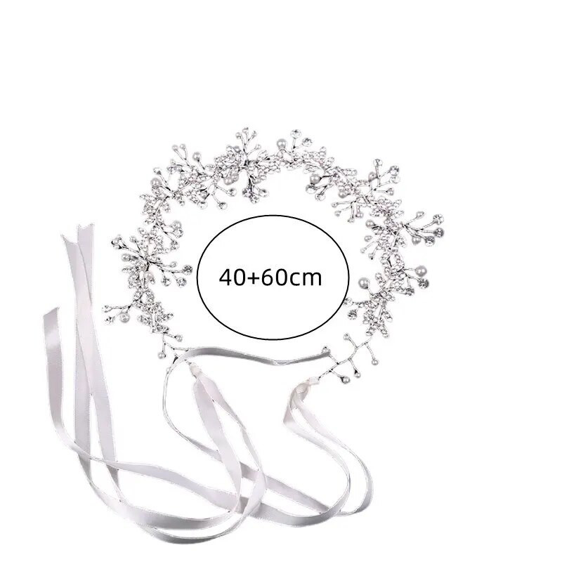 1 gab. Sudrabotas matu lentes Sieviešu Luksusa Vējbalts Roku darbs Kristāla galvassega Kāzu Garland