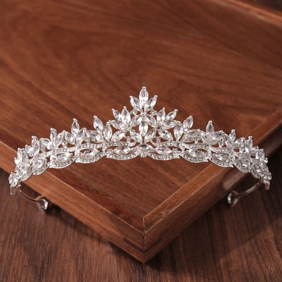 Kāzu tiāras matu kronis kāzu matu aksesuāri sievietēm sudraba krāsas kronis līgavu kroņiem un tiāras sieviešu aksesuāri, dāvana