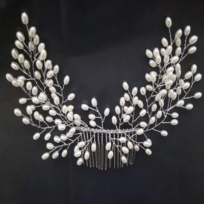 Pearl Crystal Vestuvių Plaukų Šukos Tiara Nuotakai Kalnų krištolas gėlių plaukų segtukai Vestuvių galvos papuošalai Papuošalai Plaukų papuošalai Priedai
