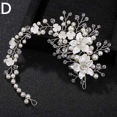 Pearl Crystal Vestuvių Plaukų Šukos Tiara Nuotakai Kalnų krištolas gėlių plaukų segtukai Vestuvių galvos papuošalai Papuošalai Plaukų papuošalai Priedai