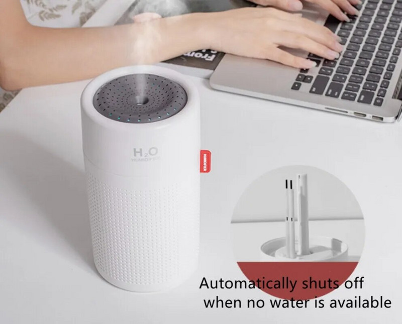 750 ml lielas ietilpības mitrinātājs, uzlādējams, pārnēsājams un lietojams iekštelpās, krāsaina nakts gaisma, aizsardzība pret strāvas padevi