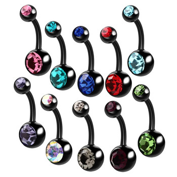 10 τεμάχια/παρτίδα Χειρουργικά ατσάλινα δαχτυλίδια με κοιλιά CZ Crystal Navel Piercing Μικτά χρώματα Ombligo Pircing Σέξι γυναικεία κοσμήματα σώματος 14G